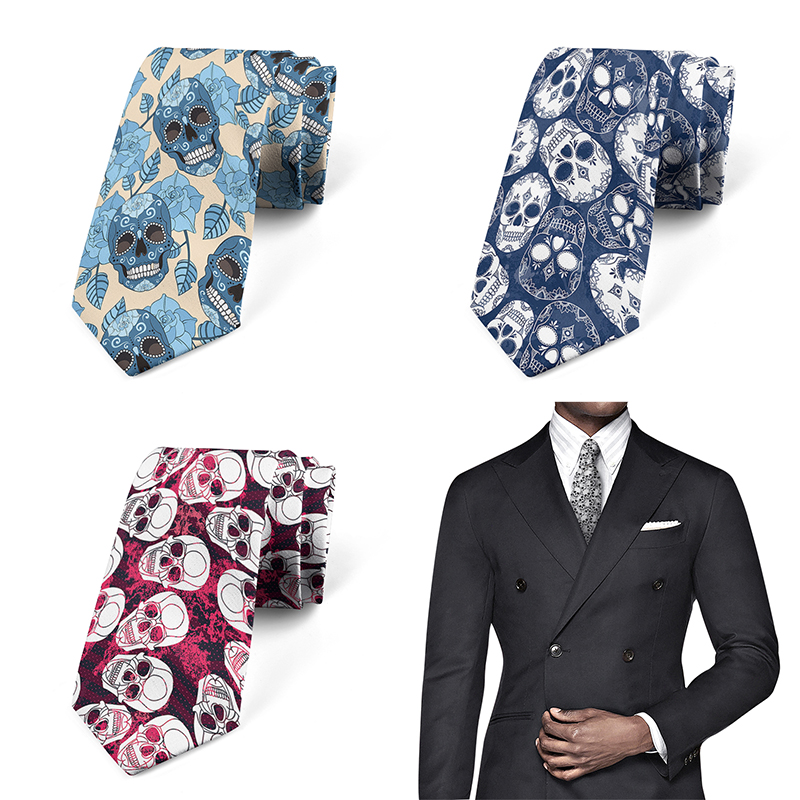 Men Accessories Shop - Grappige Cartoon Skelet 3d Bedrukte Stropdas