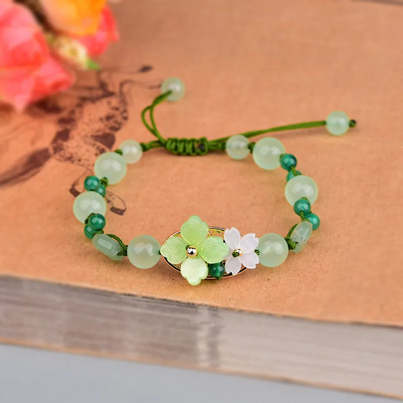 Bracelet Beaded Men - Groene Jade Bloem Armband Amulet Amuletten