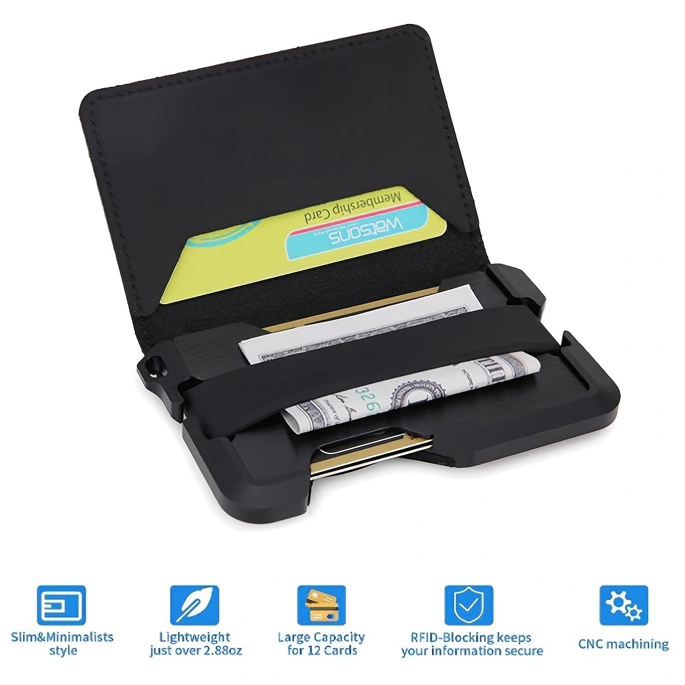 Bifold Leather Wallet - Mannen Slimme Metalen Edc Portefeuilles Met
