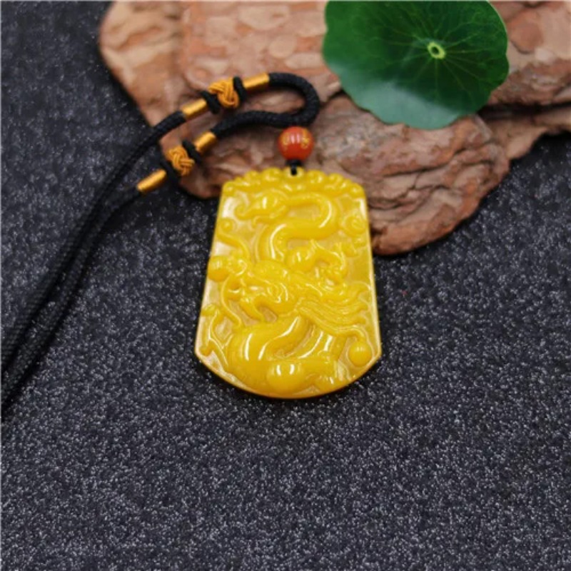 Men Accessories Wholesale - Groothandel Chinese Geel Jade Dragon Jade