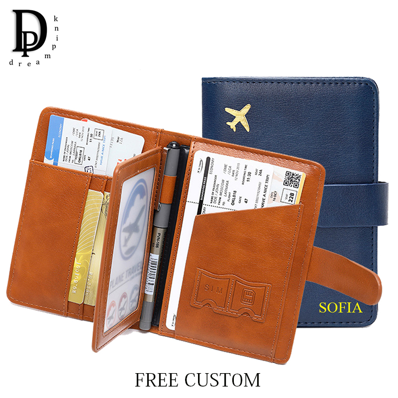 Men'S Accessories Travel Bag - Aangepaste letters reispaspoort portemonnee mode PU