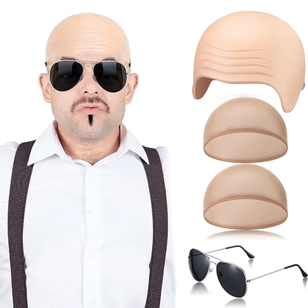 Men Accessories Combo Set - 4-delige kale caps set make-up kaal
