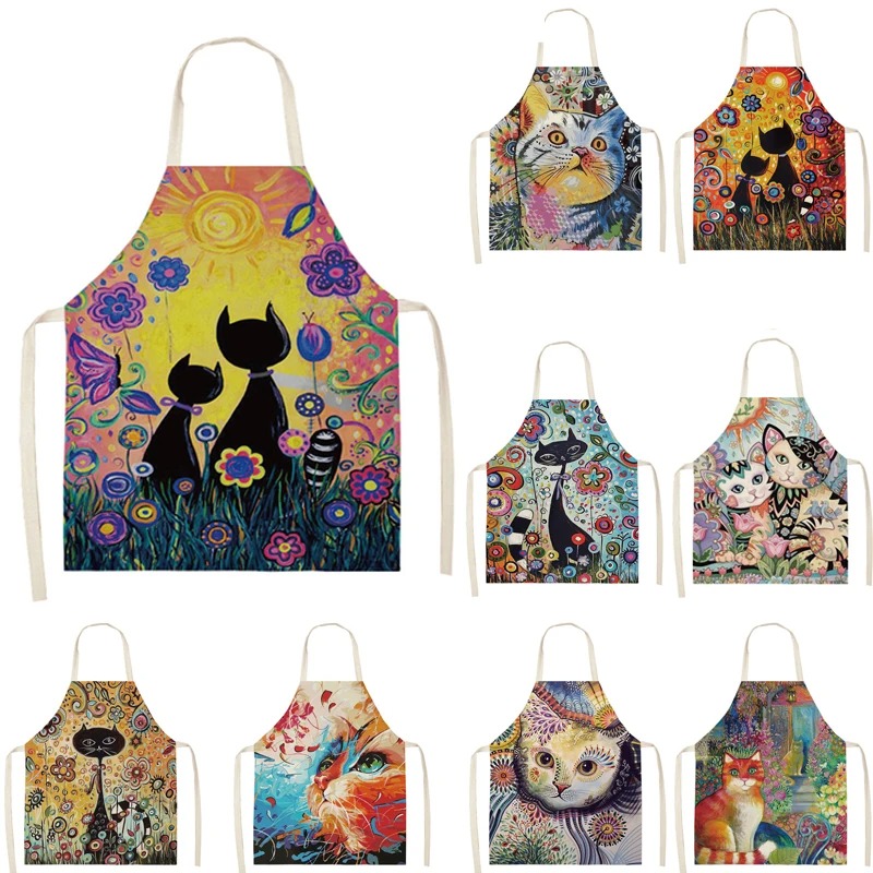 Men Accessories Shop - Retro Grappige Kat Cartoon Koken Schort
