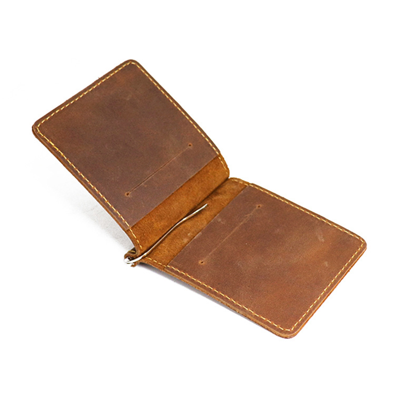 Bifold Leather Wallet - Handgemaakte Lederen Geld Clip Portemonnee Voor
