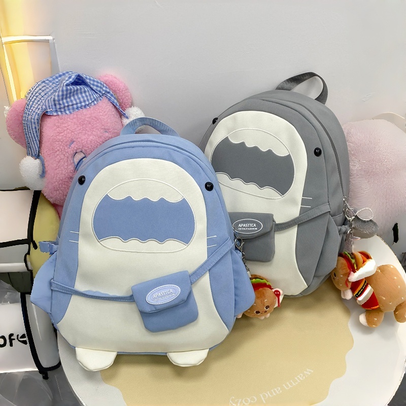 Men'S Accessories Travel Bag - Leuke Cartoon Shark-rugzak Kawaii Ins-stijl Zachte