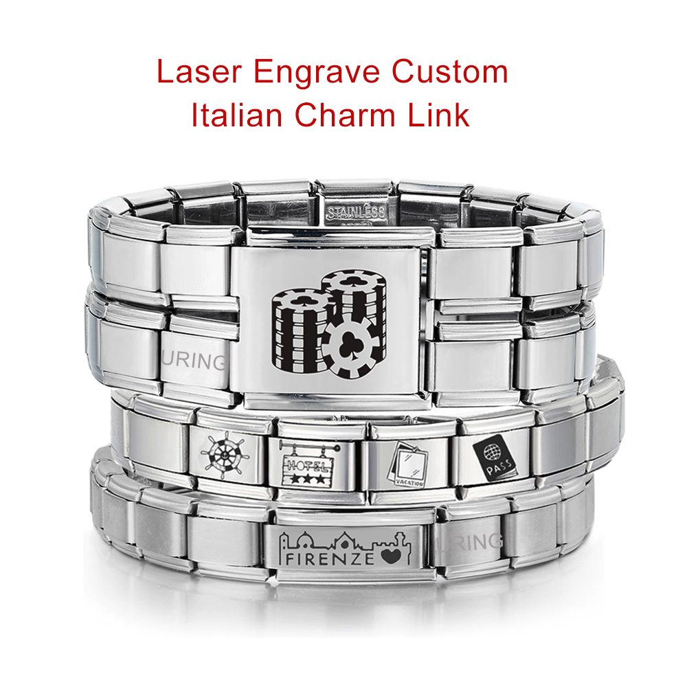 Bracelet Beaded Men - URING Aangepaste Lasergraveren Italiaanse Charm Link