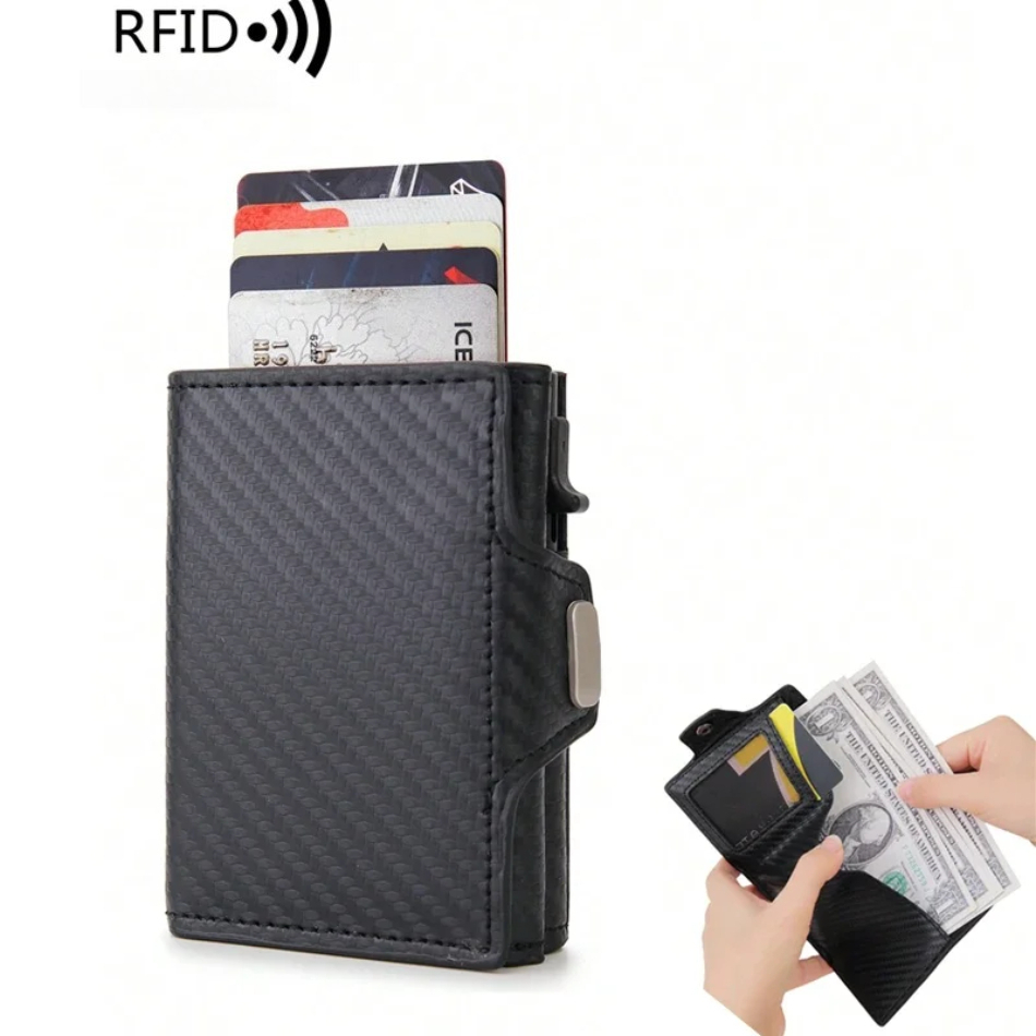 Bifold Leather Wallet - RFID-blokkerende pop-up portemonnee voor heren, automatische