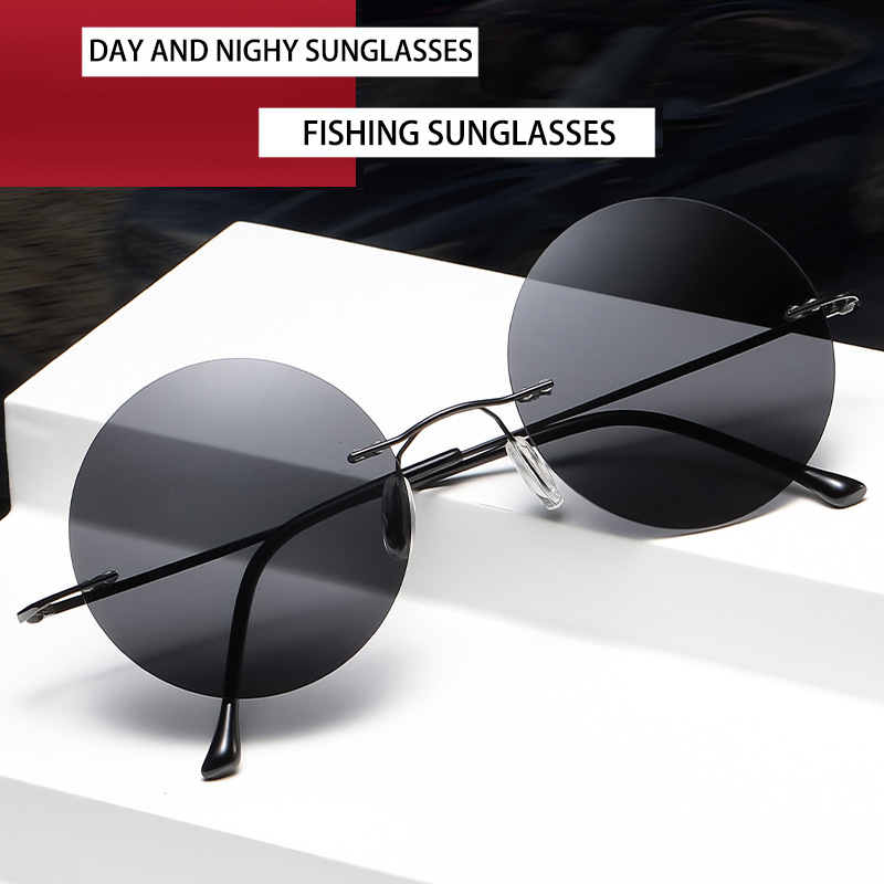 Sunglasses Polarized Men - BOYSEEN Ultralichte gepolariseerde ronde frameloze zonnebril