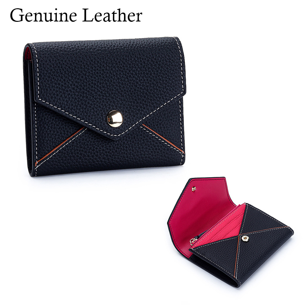 Bifold Leather Wallet - Echt lederen damesportemonnee van topkwaliteit leer,