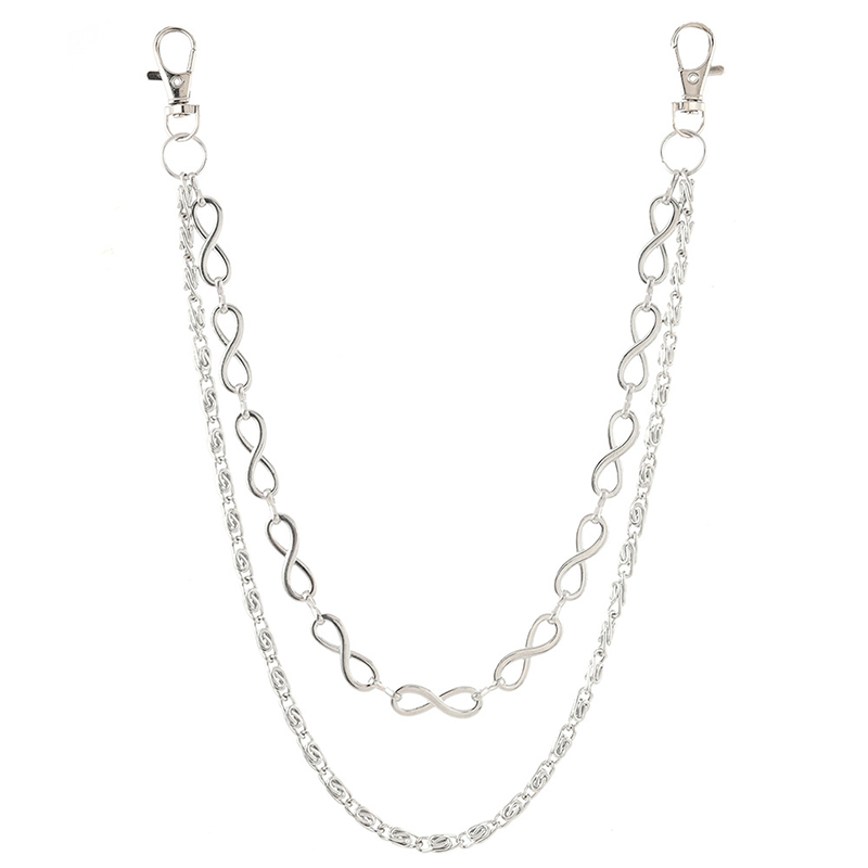 Men Accessories Pk - Punkstijl dubbellaagse jeanskettingaccessoires met sleutelhanger voor