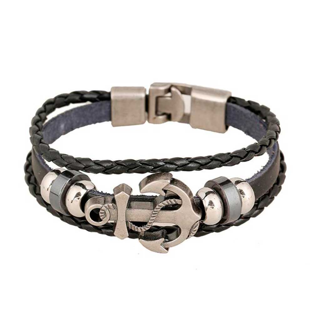 Men Accessories Pk - Multi Gelaagde Vintage Lederen Touw Armbanden