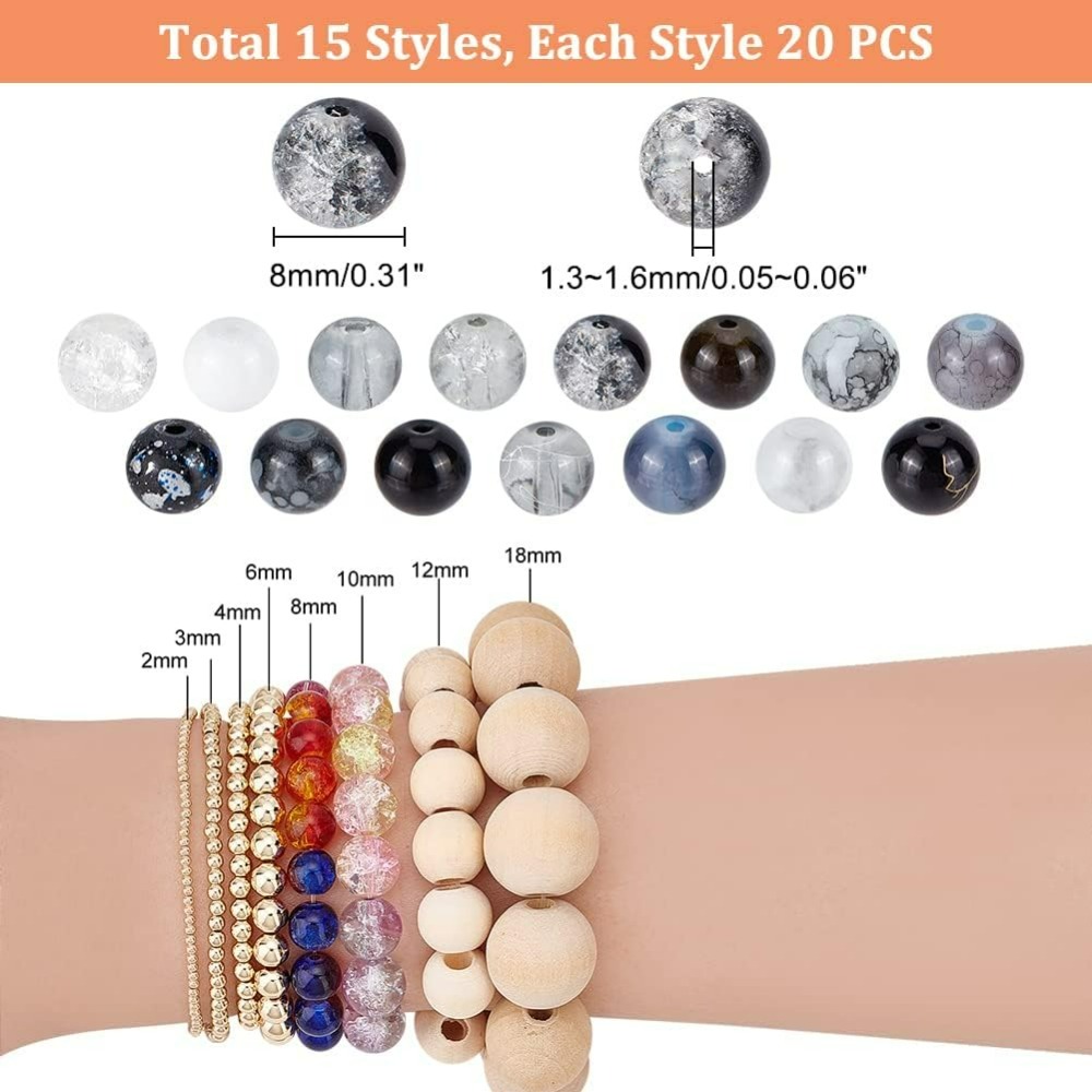 300 stks 8mm Zwart Glaskralen  - Bracelet Beaded Men recensie en prijs